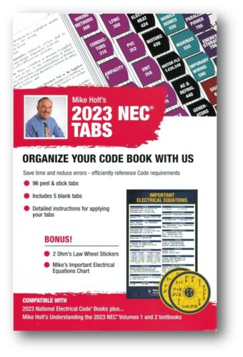 2023 Mike Holt’s NEC Tabs (Color Coded) with 2 Ohm’s Law Stickers Pamphlet