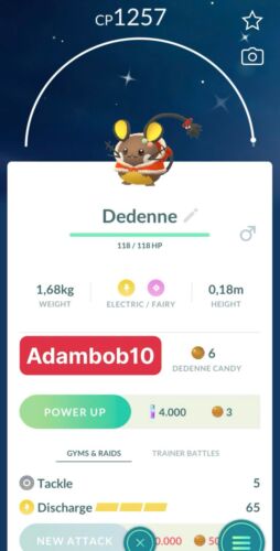 Pokémon Go | Shiny Dedenne Holiday Attire | Trade Registered 20K Stardust Or PTC