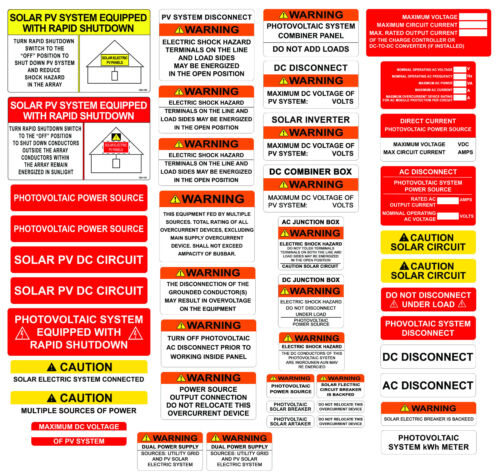 100-102_Solar Safety Labels- Pack of 43-2014, 2017 and 2020 NEC Pack-Solar Label