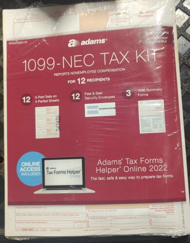 2022 Adams 1099-NEC Tax Kit 12 5-Part Sets 3 1096 Summary Forms 12 Envelopes