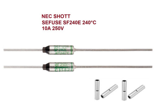 Thermal Fuse Cutoff SEFUSE SF240E 240°C 10A 250V (Pack of 2) w/4 Butt Connectors