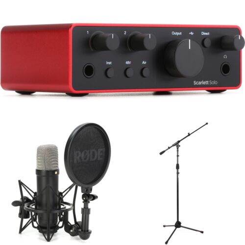 Focusrite Scarlett Solo 4th Gen USB Audio Interface and Rode NT1 Microphone