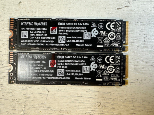 Intel 760p Series 128GB M.2 2280 NVMe SSDPEKKW128G8 Lot Of 2