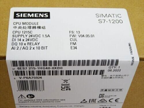 6ES7215-1HG40-0XB0 1PCS Brand New Siemens  6ES7 215-1HG40-0XB0  Fast delivery