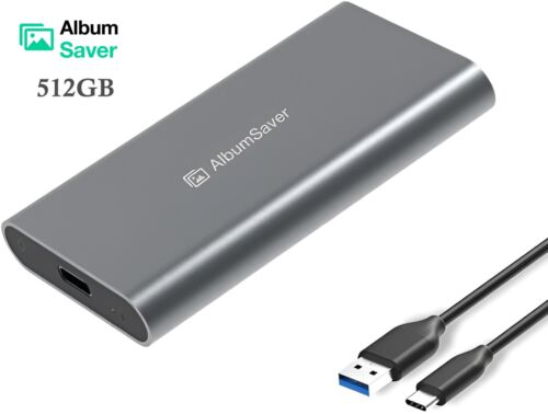 Album Saver External Solid-State Drives 512GB USB Type C- 500MB/S Super Speed