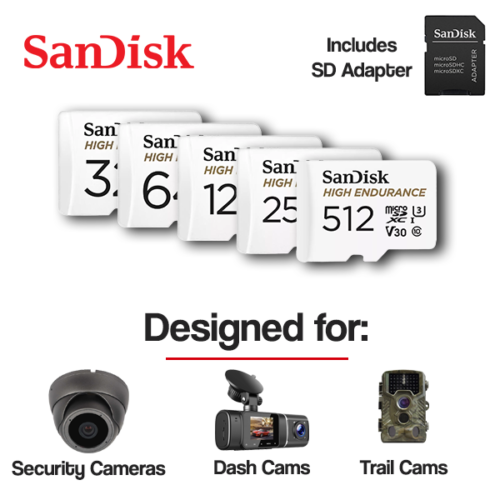 SanDisk High Endurance Micro SD Memory Card 32GB 64GB 128GB 256GB V30 C10 CCTV