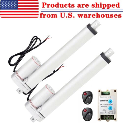 2PCS 12″ Linear Actuators 12V Motor&Wireless Controller 330lbs 150KG Max Lift IG