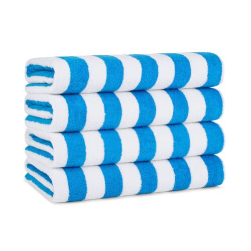 Cabana Beach Towel 4 Packs – 30 x 70 Extra Large Striped Cotton Pool Towels