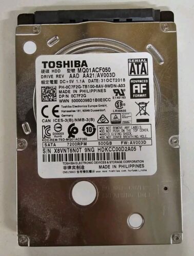 Toshiba 500gb 2.5inch Laptop HDD MQ01ACF050