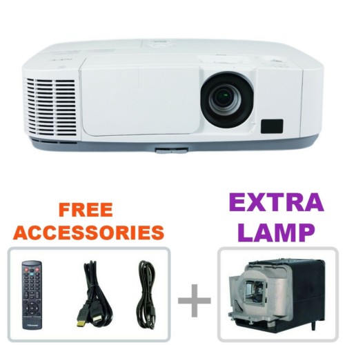 REFURBISHED – NEC P401W 3LCD Projector 4000 ANSI HD HDMI w/Remote + EXTRA LAMP