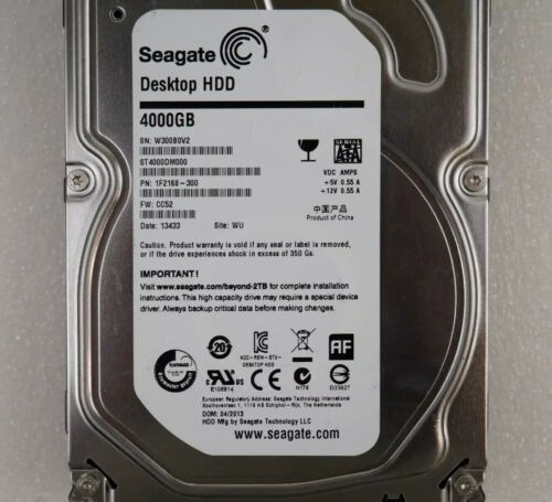 LOT OF 2 Seagate ST4000DM000 4TB 5.9K RPM 6Gbps SATA 3.5″ Desktop Hard Drive HDD