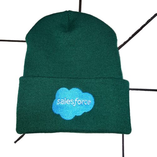 SalesForce Embroidered Logo Beanie Green Color One Size USA New