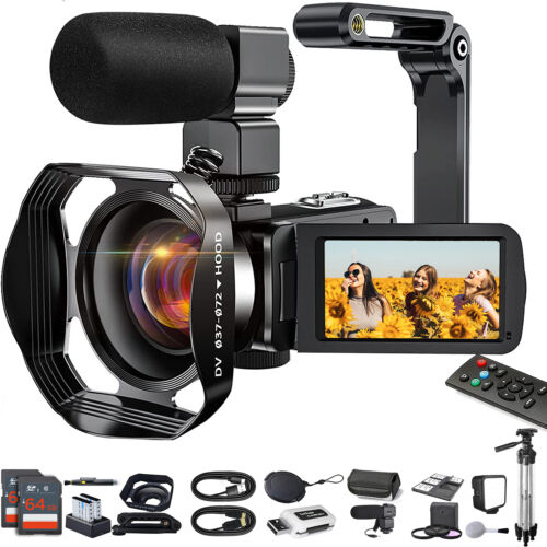 4K Video Camera Camcorder Ultra HD 48MP 60FPS WiFi IR YouTube For Vlogging