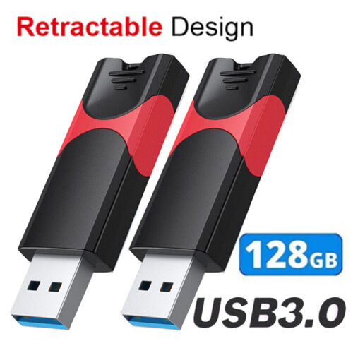 2 Pack 128 GB USB 3.0 Flash Drives Retractable Thumb Memory Sticks Data Storage