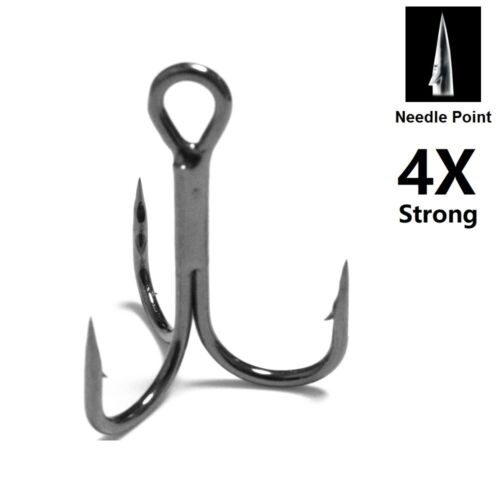 4X Strong 30 Hooks for Each Pack Black Nickle Needle Point Treble Hooks FH87HP30