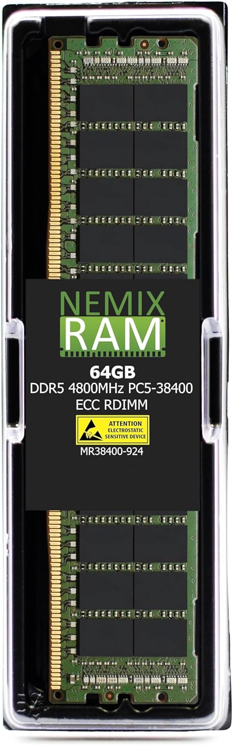 NEMIX RAM 64GB (1X64GB) DDR5 4800MHZ PC5-38400 2Rx4 1.1V 288-PIN ECC RDIMM Compatible with Supermicro MEM-DR564L-HL01-ER48, MEM-DR564MC-ER48 Registered Server Memory