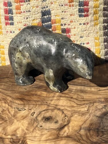 Vintage Rare INTUIT Bear Soapstone W. LUKE sculpture Aboriginal SIGNED