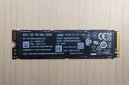 512GB INTEL SSD Pro 7600P NVMe PCIe Gen3 x4 SSDPEKKF512GB8 512GB Solid State