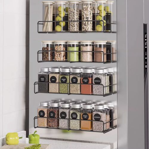 4Pack Strong Magnetic Spice Rack Organizer Seasoning Shelf for Refrige Microwave