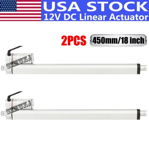 Set of 2X 18″ Stroke Linear Actuators 330lbs Heavy Duty DC 12V Waterproof IP65