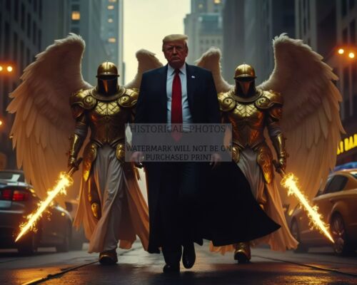 PRESIDENT DONALD TRUMP PROTECTED BY GUARDIAN ANGELS 8X10 AI PHOTO