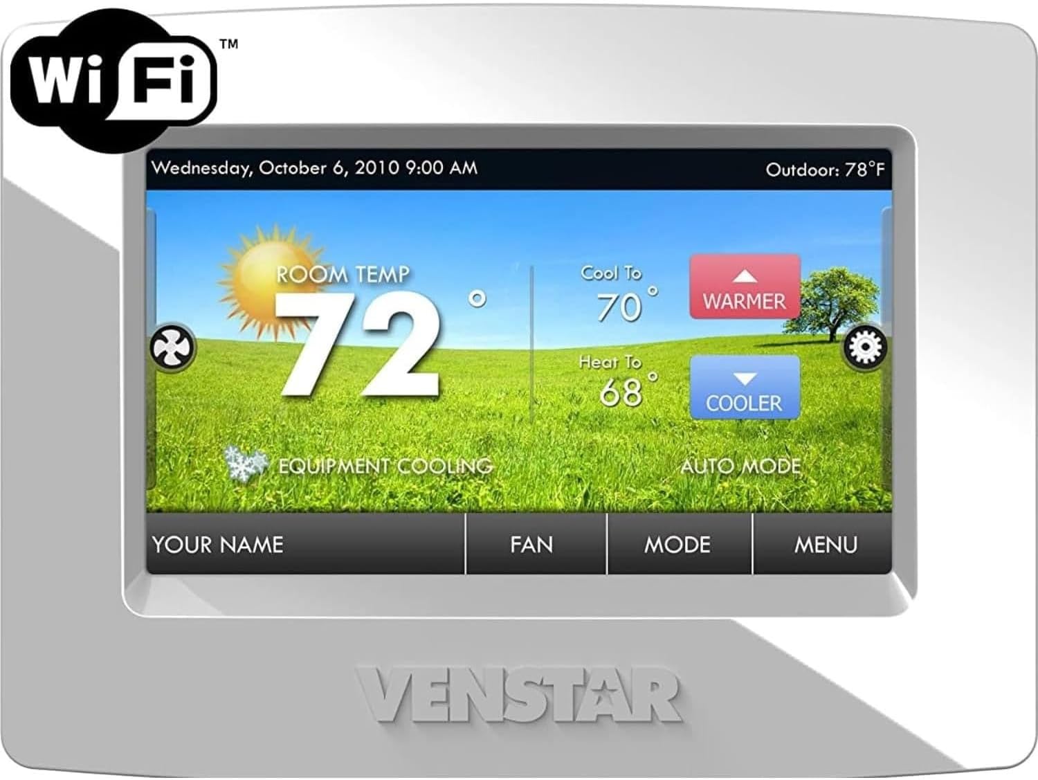 Venstar T7900 ColorTouch High Res Touch Screen Programmable Thermostat w/WiFi, Alexa Compatible, 4 Heat & 2 Cool Stages, Gas/Electric/Heat Pump, API for 3rd Party Control, Controls Dehumidification