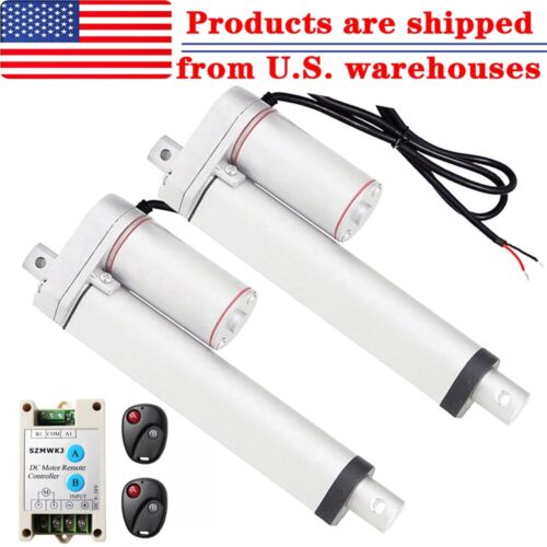 Set of 2 8″ Linear Actuators 12V DC Motor & Remote Control 1000N Lift Heavy Duty