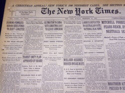 1931 DEC 2 NEW YORK TIMES – DIAMOND’S WIDOW SEEKS FUNDS BURY GANGSTER – NT 2197