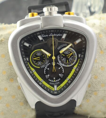 Luxury Lamborghini Chronograph Rubber Band Working Men Watch Recently Service