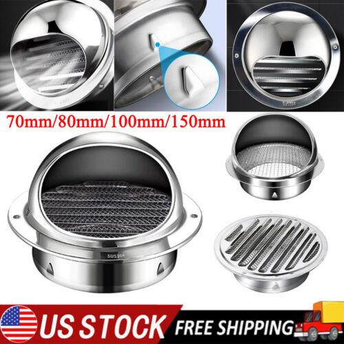 Stainless Steel Wall Air Vent Ducting Ventilation Exhaust Grille Cover Outlets