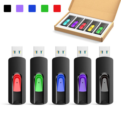 5Pack USB 2.0 Flash Drives Memory Sticks Retractable Thumb Drive Data Storage PC