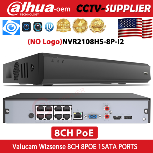 Dahua WizSense 12MP 8CH PoE HDMI NVR2108HS-8P-I2(oem) AI Embedded NVR SMD Plus