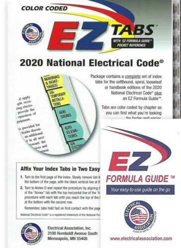 2020 Color Coded EZ Tabs With EZ Formula Guide Based On 2020 NEC code