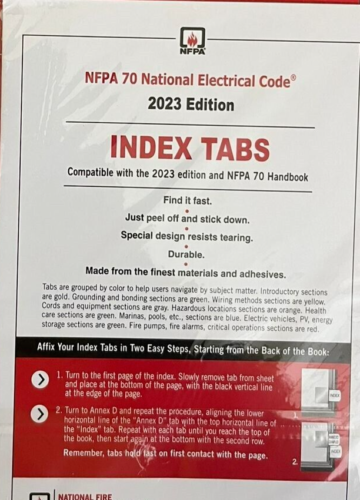 Index Tabs For NFPA 70 2023 National Electronic Code USA Stock Free Shipping