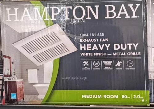 Hampton Bay 80 CFM Heavy Duty Ventilation Fan 1004 181 635 White 10×10 Grille