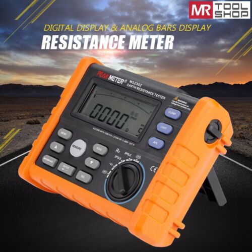 Digital Earth Resistance Tester Voltmeter 4kΩ/200V 2/3 Pole Data Storage MS2302