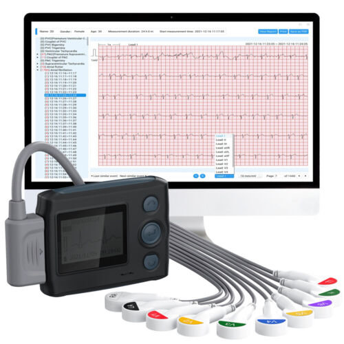 12 lead Holter Monitor 24h Portable with AI analysis software for Mac & Windows