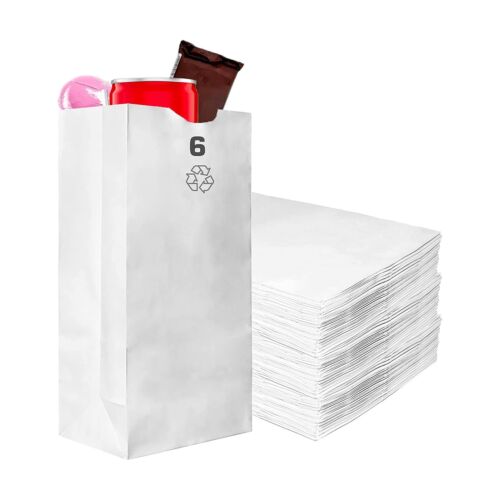 White Kraft Paper Lunch Bags 6 LB Capacity – Paper Bags, Bakery Bags, Candy Bags