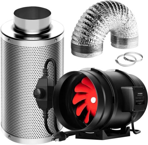 VIVOSUN Air Ventilation Kit 8″ 720 CFM Inline Fan & Carbon Filter & 25ft Ducting