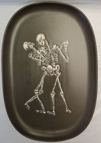 Threshold 10” X 15” Stoneware Serving Platter Halloween Skeletons Dancing Oblong