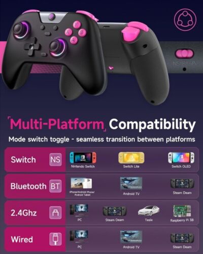 No Latency Pro Nintendo Switch Wireless Controller 1000hz Poll Rate Custom LED