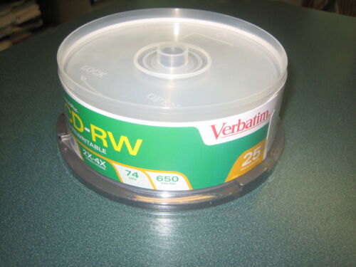 Verbatim CD-RW Discs 700MB/80min 4X, Spindle Matte Silver 25/Pack (95169) Sealed