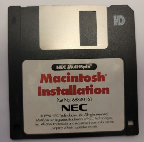 NEC MultiSpin Part No 68840161 Macintosh Installation Disk ( Floppy)