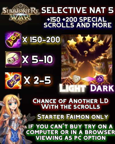 Summoners War GLOBAL EUROPE LD +150+200 Special Scrolls SELECTIVE (Complete)