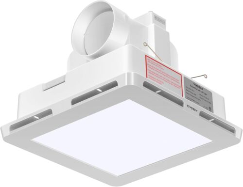 Bathroom Ventilation and Exhaust Fan with LED Light, Ceiling Mount Vent Fan