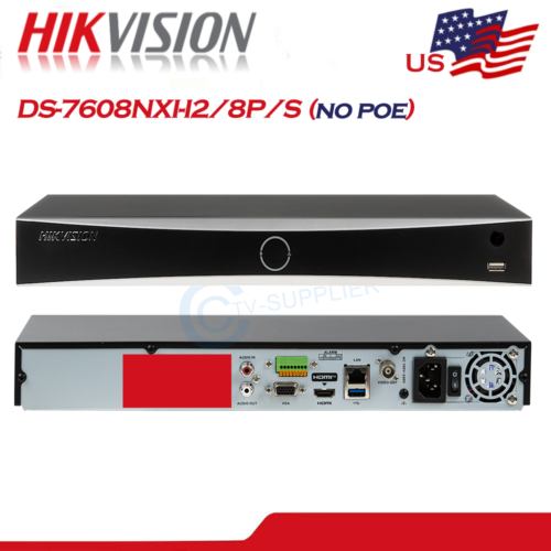 Hikvision Brand DS-7608NXI-I2/8P/S 8CH No-PoE 4K AI NVR Deep-Learning 256 Mbit