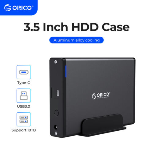 ORICO 2.5/3.5″ HDD Enclosure Type-C to SATA 3.0 Hard Drive Case External Laptop