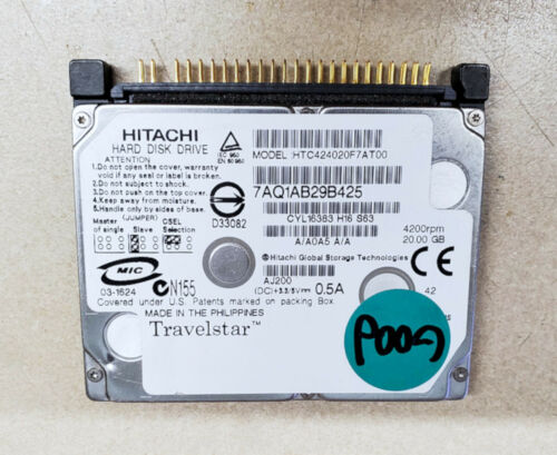 Hitachi 20GB HDD PATA/IDE/EIDE 4200RPM 1.8″ Hard Drive for Laptop Notebook