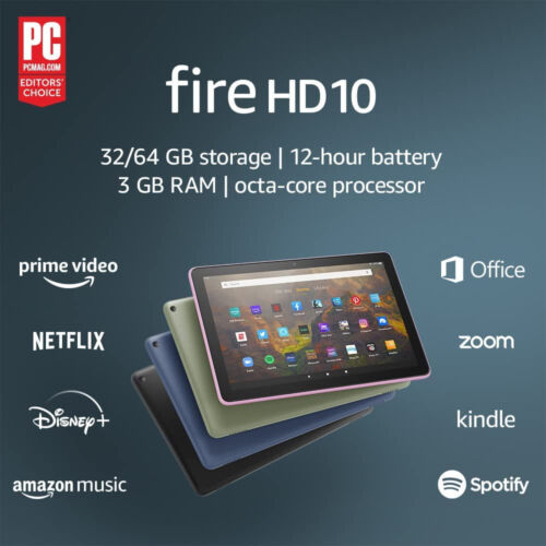 Brand New Amazon Fire HD 10 10.1″ tablet 32 GB 11th Gen model (2021) — 4 Colors