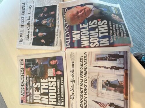 Biden seeks unity 1/21/21  4 Newspapers New York Times Daily News Post  Wall st